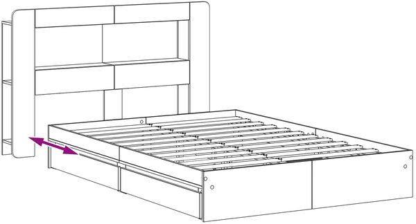 vidaXL Bettgestell mit Stauraum Betongrau 135 x 190 cm Holzwerkstoff 3433667 Bild 9