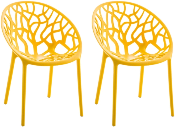 CLP 2er Set Gartenstuhl Hope, Modernes Design, Wetterfest, Stapelbar, Mit Armlehnen,gelb