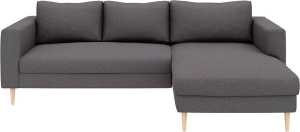 TRENDMANUFAKTUR Ecksofa Amazing, wahlw. mit Schlaffunktion & Bettkasten, Fuß Buche lackiert, Recamiere beidseitig montierbar, L-Form,in Cord o. Struktur, B: 232 cm