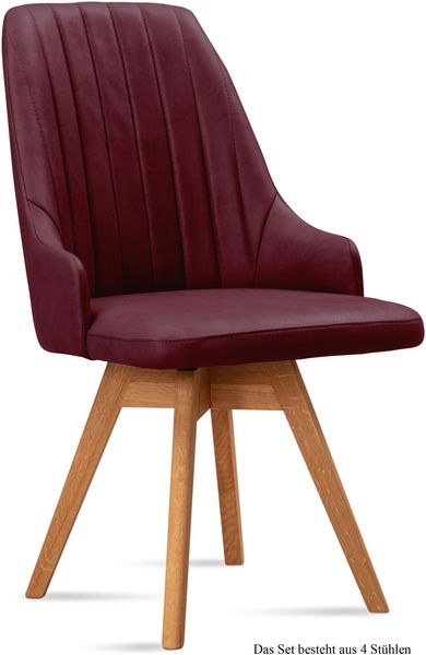 Esszimmerstuhl drehbar (4er-Set) Dotti 52x91x60 Eiche geölt/Marsala