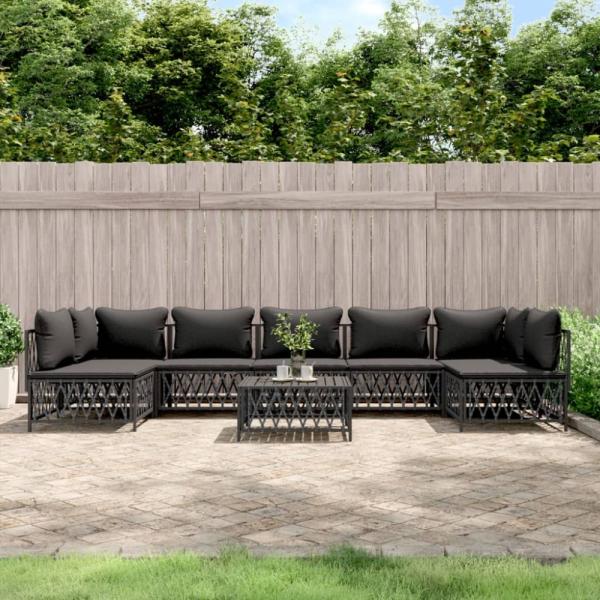 vidaXL 8-tlg. Garten-Lounge-Set mit Kissen Anthrazit Stahl 3186917