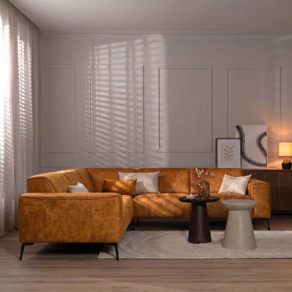 Bronx71 Ecksofa Vegas Samt ockergelb links/rechts