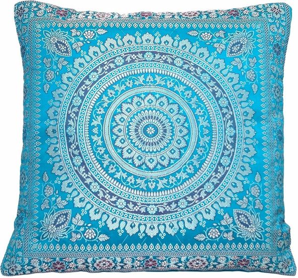 Ruwado Kissenbezug - Handgefertigt Dekokissen aus Indische Banarasi Seide - 40cmx40cm, "Handgewebt und Handgenäht aus Indien"