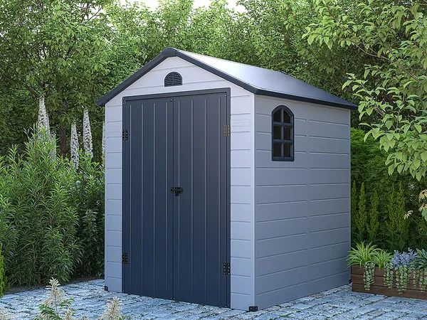 Vente-unique - CESIO Gartenhaus Harz GrauGrau - B 180 cm x H 180 cm x L 176 cm