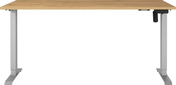Germania Schreibtisch 8024-638, in Grandson-Eiche-Nb./Silber, elektr. höhenverstellbar, 160 x 119 x 80 cm (BxHxT)