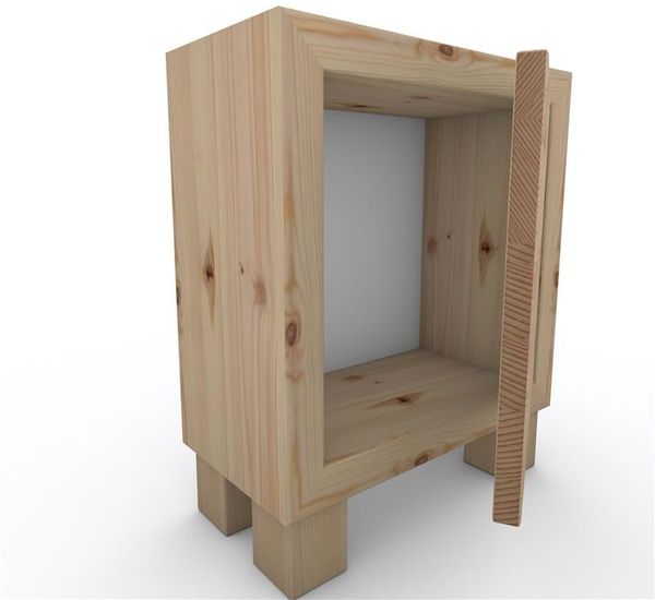 Nachttisch Nachtkommode Nachtkästchen mit Rückwand ohne Zwischenboden mit Füße mit Türe Zirbe