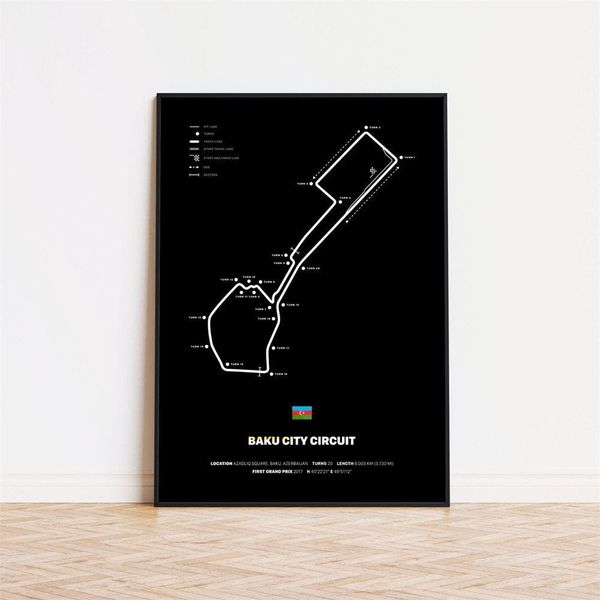 Poster Formel 1 Rennstrecken · Deko Print ohne Rahmen - F / 40x60 cm