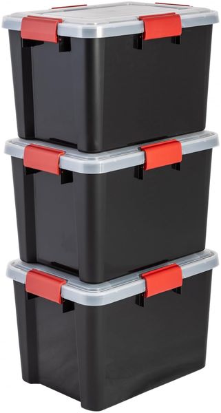 Iris Ohyama Luftdichte Kunststoff-Aufbewahrungsboxen mit Deckels, 20L, 3er-Set, Schwarz, Hermetischer wasserdichter Verschluss, Robuste Schnappverschlüsse, Stapelbar, Staubschutz, BPA-frei, DDAT-SD