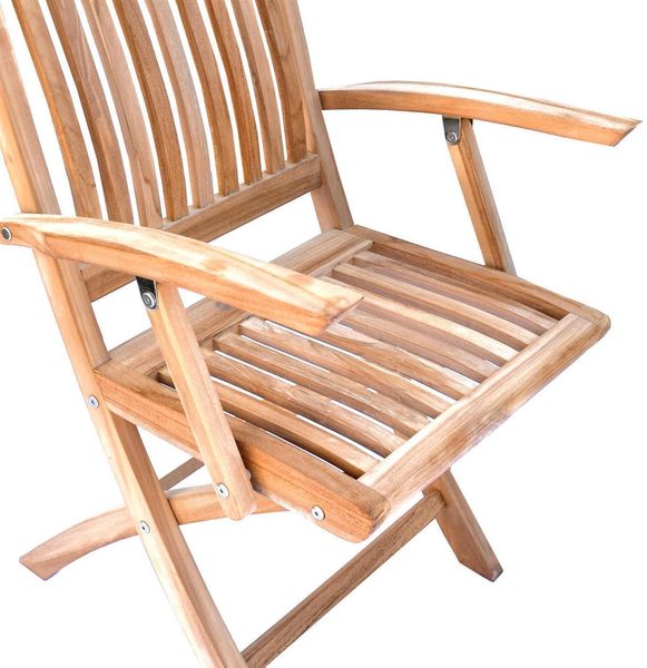 Teak Klappstuhl Ancona mit Armlehnen - 2 Stück 95 cm Creme Bild 6