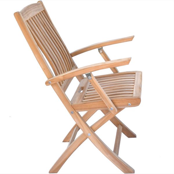 Teak Klappstuhl Ancona mit Armlehnen - 2 Stück 95 cm Creme Bild 4