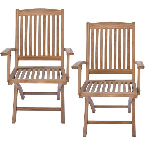 Teak Klappstuhl Ancona mit Armlehnen - 2 Stück 95 cm Creme Bild 5