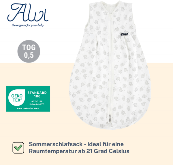 Alvi Mäxchen Sommer Schlafsack light Exklusiv, Streifenfant Silber 865-9, 110 Bild 2