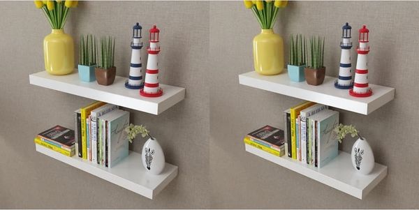 vidaXL Wandregale 4 Stk. Weiß 60 cm 275997