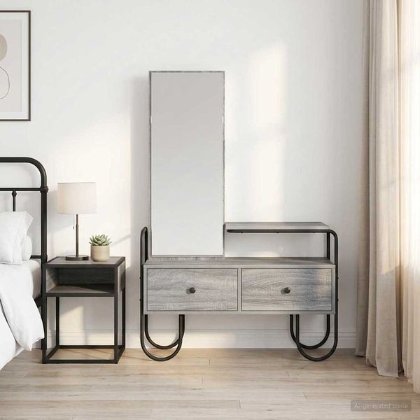 vidaXL Schminktisch mit Schubladen mit Regal Grau Sonoma Holzwerkstoff 8007686