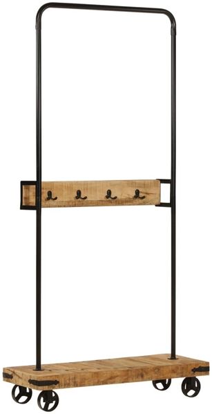 vidaXL Kleiderständer mit Rollen 90x35x190 cm Massivholz Mango Eisen 358580