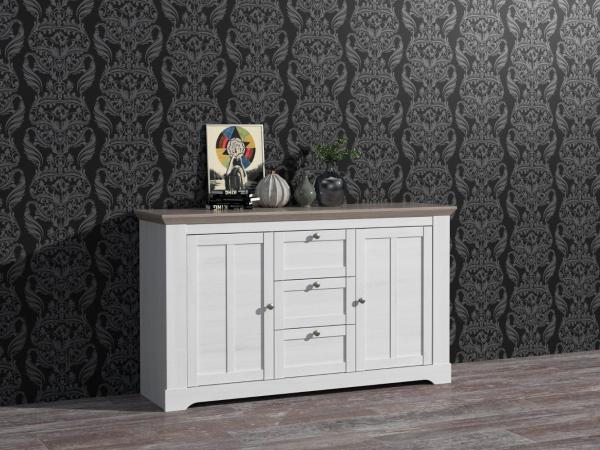 Sideboard >Indianapolis< in Schneeeiche - 160x92,5x44,3cm (BxHxT)