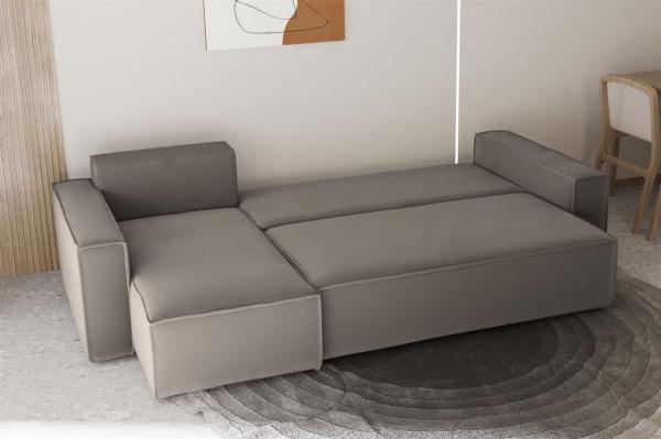 Ecksofa Schlafsofa Sofa MARIS Stoff Beigegrau Ottomane Links Bild 2
