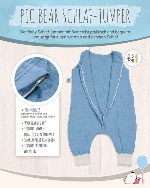 pic Bear Sommer-Jumper Musselin Gr. 80cm : 80 airy blue Musselin