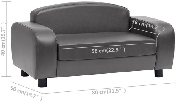 vidaXL Hundesofa Grau 80x50x40 cm Kunstleder 170964 Bild 10