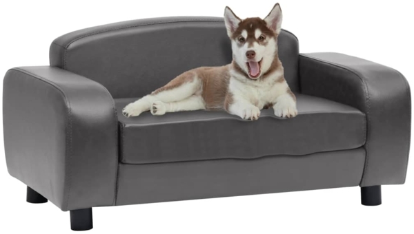 vidaXL Hundesofa Grau 80x50x40 cm Kunstleder 170964