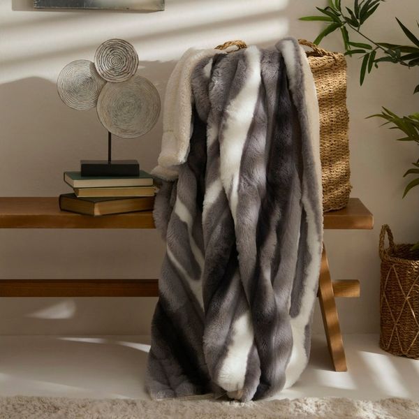 Karaca Tagesdecke Karaca Rabbit Graue Sherpa Decke Tagesdecke Bettdecke 130x150