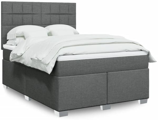 vidaXL Boxspringbett mit Matratze Dunkelgrau 160x200 cm Stoff 3292840