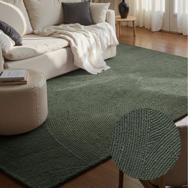 HANSE Home Wollteppich Calmio, auch als Läufer und in rund, rechteckig, Höhe: 18 mm, Handgetuftet, Wolle, Natur, Wohnzimmer, Schlafzimmer, Skandi, Hygge