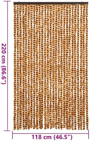 vidaXL Fliegenvorhang Ocker und Weiß 118x220 cm Chenille 4004891 Bild 7