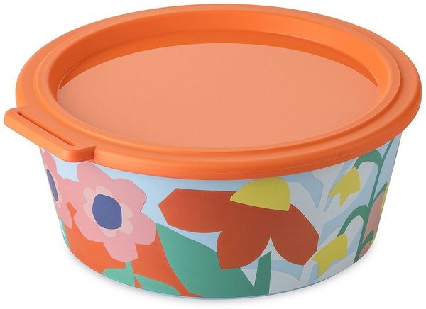 Koziol Schale 1,3l mit Deckel Nora Blooms sweet blue/strong coral