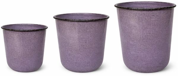 finehomegarden Pflanzkübel Metall Kübel Pflanzgefäß violett Pflanztopf Ø26+28+32cm Blumenkübel (1 St), Pflanzschale Blumentopf Garten 3Größen wählbar / Paket