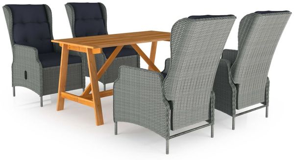 vidaXL 5-tlg. Garten-Essgruppe Hellgrau 3068783