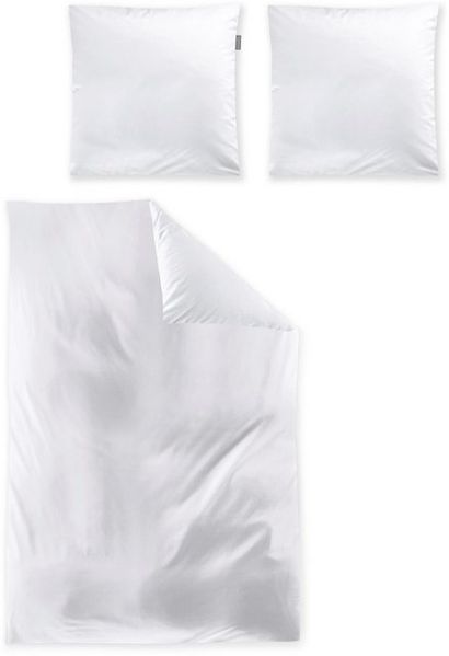 Irisette Mako-Satin uni Bettwäsche Set uni Paris 8000 weiss 155x220 cm + 1 x Kissenbezug 80x80 cm Bild 4