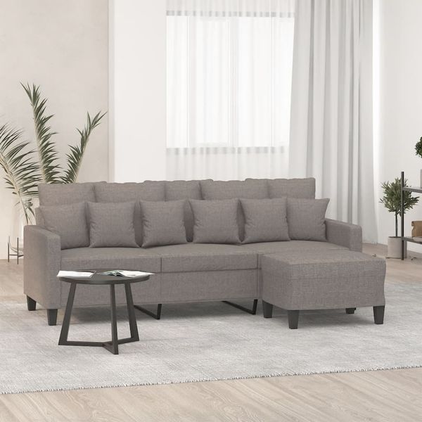 vidaXL 3-Sitzer-Sofa mit Hocker Taupe 180 cm Stoff 3201096
