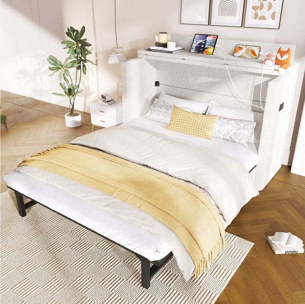 STILVORA Polsterbett 140x200 mit Matratze,Jugendbett Stauraumbett mit Staufach&USB+TYPE-C (mit Leinenbezug, Ablagefach & Schublade, USB- und Typ-C-Anschlüsse, umbaubares Plattformbett, 140x200 cm Schrankbett), ohne Matratze