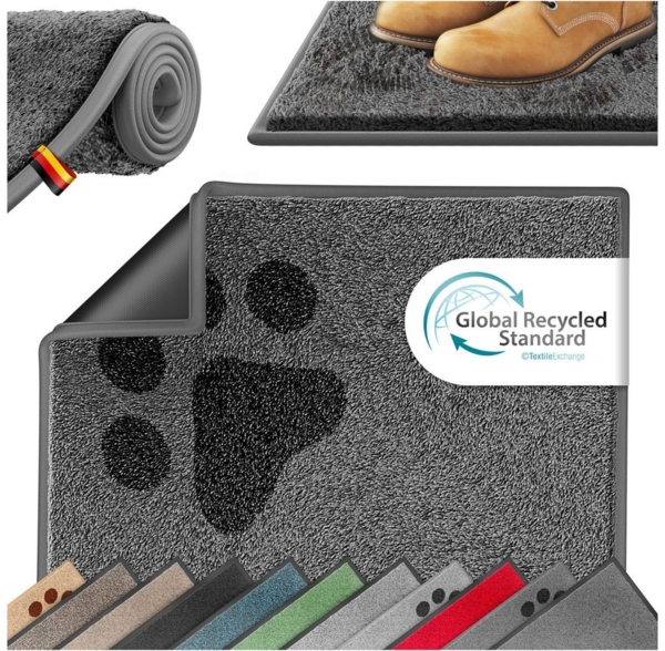 KESSER® Schmutzfangmatte rutschfeste Fußmatte für Innen- & Außenbereich waschbar & wetterfest | Türmatte Wohnungseingang | Teppich für Büro & Vorzimmer | Fußabtreter Fußabstreifer Motiv, Anthrazit / Schwarz, 50x80cm