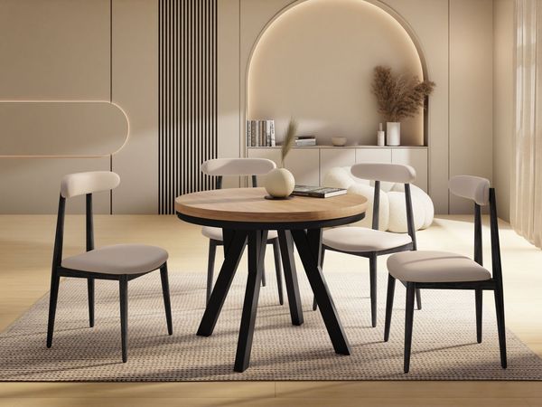 WFL GROUP Esstisch Strato Black (vier Größen – 80/90/100/100 cm, ausziehbar auf 160/190/140/200 cm), platzsparender Tisch für kleine Küche, Esszimmer oder Wohnzimmer