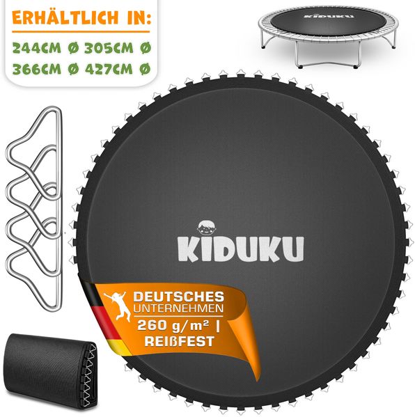 KIDUKU® Trampolin Sprungtuch, Ersatz Sprungmatte, UV-Beständig & Wetterfest, 72 Ösen, 60g/m² PP, Ø 305 cm