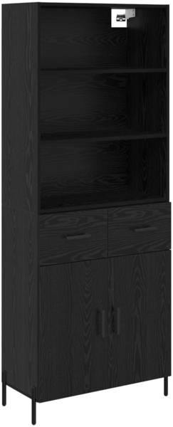 vidaXL Highboard Schwarz Eichen-Optik 69,5 x 34 x 180 cm Holzwerkstoff 3416099