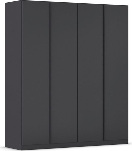 Rauch Möbel Monostar, Drehtürenschrank, Kleiderschrank, Kleiderschränke, Garderobe, Schrank mit Stauraum, 4-türig, inkl. Schubkasteneinsatz und Wäscheeinteilung, Farbe Grau metallic, 181 x 210 x 54 cm
