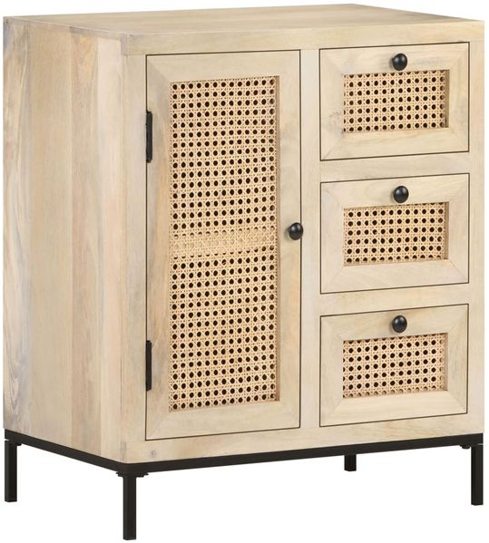 vidaXL Sideboard 60x35x70 cm Mango Massivholz und Rohrgeflecht 323508