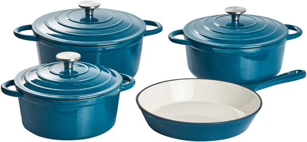 Gusseisen Kochgeschirrset 7-teilig CASTORA Blau