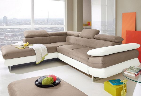 COTTA Ecksofa Solution L-Form, mit Arm- & Kopfteilverstellung, wahlweise mit Bettfunktion