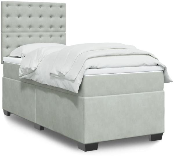 vidaXL Boxspringbett mit Matratze Hellgrau 100x200 cm Samt 3290846