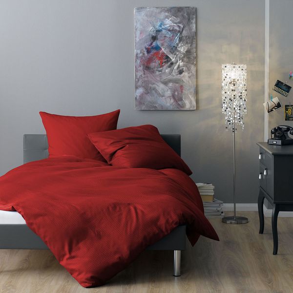 Lorena Mako-Satin Bettwäsche Venedig|200x200 cm + 2x 80x80 cm| burgund