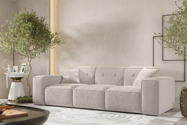 Sofa Designersofa CESINA 3-Sitzer in Stoff Ascot Bukla Creme