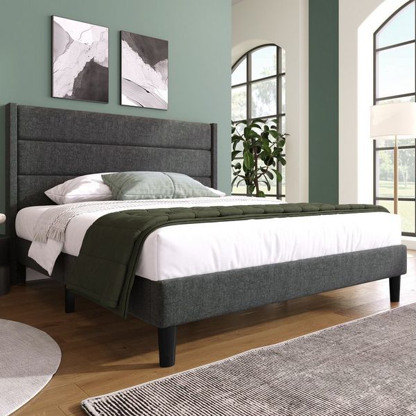 KLAM HOME Polsterbett Doppelbett Einzelbett Continental Bett mit Lattenrost Kopfteil (140*200 cm), für Erwachsene und Jugendliche