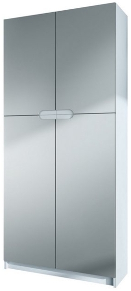 Vladon Büroschrank Logan V1, Aktenschrank mit 5 Fächern und 4 Türen, Weiß matt/Hellgrau Seidenmatt (82 x 185 x 37 cm) Bild 4