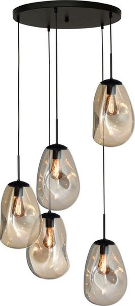 masterlight Pendelleuchte Hängelampe Hängeleuchte Lava 5-flammig Glas Gold 60x60 cm, ohne Leuchtmittel, Lichtfarbe ist abhängig vom Leuchtmittel, exklusiv und handgefertigt