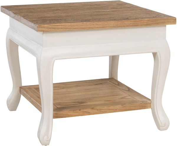 Couchtisch SVEA mit Ablage - 60x60x50cm, Holz, Natura-Weiß | Beistelltisch Kleiner Tisch Wohnzimmer