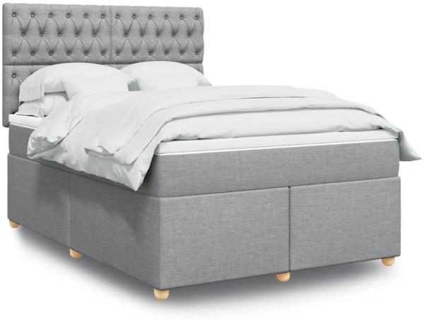 vidaXL Boxspringbett mit Matratze Hellgrau 140x200 cm Stoff 3293610